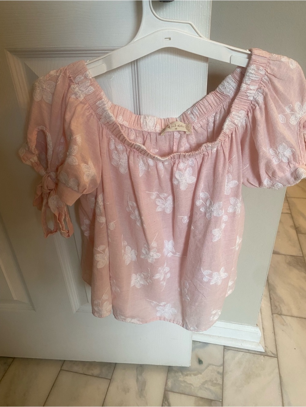 Altar'd State Pink Floral Off-Shoulder Blouse